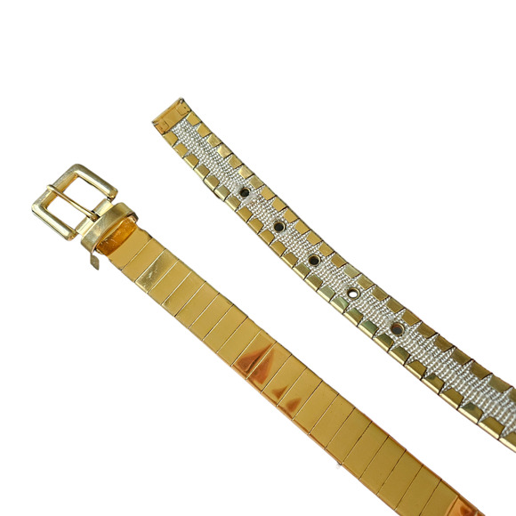 Vintage Gold Metallic Shiny fish scale skinny belt  70s disco glam women\'s M 35\